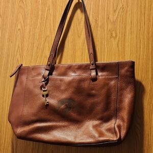 Fossil Rich Brown Iowa Hawkeyes Leather Tote